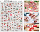 Popxstar Merry Christmas 3D Nails Sticker Winter Cute Cartoon Sliders Snowflake Elk Xmas Tree Decal UV Gel Polisn Manicures Foils Decor