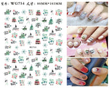 Popxstar Merry Christmas 3D Nails Sticker Winter Cute Cartoon Sliders Snowflake Elk Xmas Tree Decal UV Gel Polisn Manicures Foils Decor