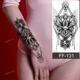 Popxstar fake henna tattoo mandala lotus flowers jewery arabic indian egyptian tattoo sleeve hand finger breast tatoo black waterproof