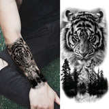 Popxstar Teenagers over Knee Tattoo Men Small Men's TattoosGod Cross Lion Temporary Tattoos For Men Women Realistic Compass Lion Fake Tatoos Forearm Jesus Christ Thigh Tattoo Sticker