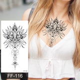 Popxstar fake henna tattoo mandala lotus flowers jewery arabic indian egyptian tattoo sleeve hand finger breast tatoo black waterproof