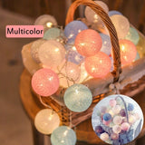 Popxstar 20 LED Cotton Ball String Lights Battery Operated Colorful Garland Fairy Lights for Home Wedding Christmas Party Outdoor Decors