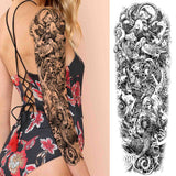 Popxstar Rose Flower Warrior Temporary Tattoos For Women Girl Men Tribal Full Sleeve Lion Tattoo Sticker Fake Black God Tatoos Covers Up