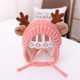 Popxstar Cute Deer Elk Antlers Baby Hat Winter Warm Plush Knitted Ear Warmer Children Hat Bonnet Boys Girls Cap Beanie Christmas Hats