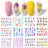 Popxstar spring centerpiece ideas short square acrylic nails spring dip nails Harunouta 12Pcs Sweet Love Heart Nail Water Decals Valentines Manicure Letter Flower Leaf Sliders for Nails Accessories