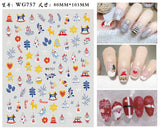 Popxstar Merry Christmas 3D Nails Sticker Winter Cute Cartoon Sliders Snowflake Elk Xmas Tree Decal UV Gel Polisn Manicures Foils Decor