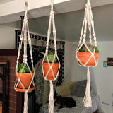 Popxstar Macrame Handmade Plant Hanger Baskets Flower Pots Holder Balcony Hanging Decoration Knotted Lifting Rope Home Garden Supplies