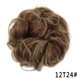 Popxstar   Synthetic Curly Messy Hair Bun Scrunchie Chignon With Elastic Rubber Band Hair Pieces For Women Black Brown Gray Ponytails
