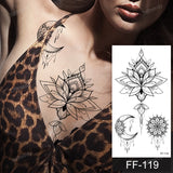 Popxstar fake henna tattoo mandala lotus flowers jewery arabic indian egyptian tattoo sleeve hand finger breast tatoo black waterproof