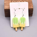 Popxstar Earrings For Women Resin Handmade Cartoons Rainbow Lollipop Ice Strawberry Popcorn Pineapple Banana  Drop Funny Gift