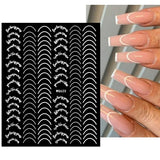 Popxstar French 3D Nail Decals Stickers Stripe Line French Tips Transfer Nail Art Manicure Decoration Gold Reflective Glitter Stickers