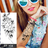 Popxstar fake henna tattoo mandala lotus flowers jewery arabic indian egyptian tattoo sleeve hand finger breast tatoo black waterproof