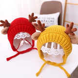 Popxstar Cute Deer Elk Antlers Baby Hat Winter Warm Plush Knitted Ear Warmer Children Hat Bonnet Boys Girls Cap Beanie Christmas Hats