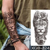 Popxstar New Year's Day Valentine's Day  Waterproof Temporary Tattoo Sticker Forest Lion Tiger Bear Flash Tattoos Women Leopard Wolf Crown Body Art Arm Fake Tatoo Men