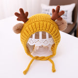 Popxstar Cute Deer Elk Antlers Baby Hat Winter Warm Plush Knitted Ear Warmer Children Hat Bonnet Boys Girls Cap Beanie Christmas Hats