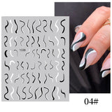 Popxstar French 3D Nail Decals Stickers Stripe Line French Tips Transfer Nail Art Manicure Decoration Gold Reflective Glitter Stickers