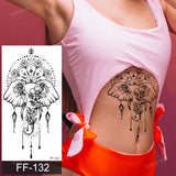 Popxstar fake henna tattoo mandala lotus flowers jewery arabic indian egyptian tattoo sleeve hand finger breast tatoo black waterproof