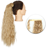 Popxstar Synthetic Corn Wavy Long Ponytail  Hairpiece Wrap on Clip Hair Extensions Ombre Brown Pony Tail Blonde Fack Hair