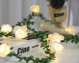 Popxstar 1.5/3/6M Rose LED Fairy String Lights Battery Powered Flower Garland For Wedding Valentine's Day Event Party Garland Decoration