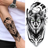 Popxstar Teenagers over Knee Tattoo Men Small Men's TattoosGod Cross Lion Temporary Tattoos For Men Women Realistic Compass Lion Fake Tatoos Forearm Jesus Christ Thigh Tattoo Sticker