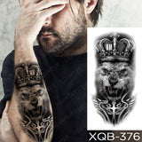 Popxstar New Year's Day Valentine's Day  Waterproof Temporary Tattoo Sticker Forest Lion Tiger Bear Flash Tattoos Women Leopard Wolf Crown Body Art Arm Fake Tatoo Men