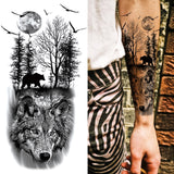 Popxstar Teenagers over Knee Tattoo Men Small Men's TattoosGod Cross Lion Temporary Tattoos For Men Women Realistic Compass Lion Fake Tatoos Forearm Jesus Christ Thigh Tattoo Sticker