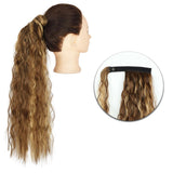 Popxstar Synthetic Corn Wavy Long Ponytail  Hairpiece Wrap on Clip Hair Extensions Ombre Brown Pony Tail Blonde Fack Hair