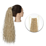 Popxstar Synthetic Corn Wavy Long Ponytail  Hairpiece Wrap on Clip Hair Extensions Ombre Brown Pony Tail Blonde Fack Hair