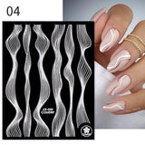 Popxstar French 3D Nail Decals Stickers Stripe Line French Tips Transfer Nail Art Manicure Decoration Gold Reflective Glitter Stickers