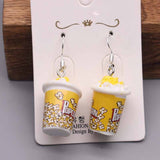 Popxstar Earrings For Women Resin Handmade Cartoons Rainbow Lollipop Ice Strawberry Popcorn Pineapple Banana  Drop Funny Gift