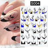 Popxstar French 3D Nail Decals Stickers Stripe Line French Tips Transfer Nail Art Manicure Decoration Gold Reflective Glitter Stickers