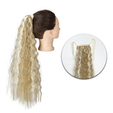 Popxstar Synthetic Corn Wavy Long Ponytail  Hairpiece Wrap on Clip Hair Extensions Ombre Brown Pony Tail Blonde Fack Hair