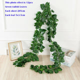 Popxstar 205cm Green Silk Artificial Hanging Leaf Garland 12pcs of Plants Vine Leaves For Home Wedding Party Bathroom Garden Decoration