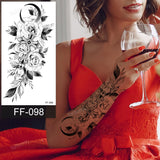 Popxstar fake henna tattoo mandala lotus flowers jewery arabic indian egyptian tattoo sleeve hand finger breast tatoo black waterproof