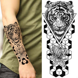 Popxstar Teenagers over Knee Tattoo Men Small Men's TattoosGod Cross Lion Temporary Tattoos For Men Women Realistic Compass Lion Fake Tatoos Forearm Jesus Christ Thigh Tattoo Sticker