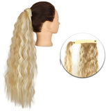 Popxstar Synthetic Corn Wavy Long Ponytail  Hairpiece Wrap on Clip Hair Extensions Ombre Brown Pony Tail Blonde Fack Hair