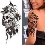 Popxstar 1pc Animal Lion Women Waterproof Temporary Tattoos Fake Stickers Arm Sun Art Black Cross Jesus 3D Praying Fashion Decoration