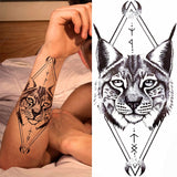 Popxstar 1pc Animal Lion Women Waterproof Temporary Tattoos Fake Stickers Arm Sun Art Black Cross Jesus 3D Praying Fashion Decoration