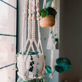 Popxstar Valentine's Day Handmade Flower Hanging Pot Rope Net Macrame Plant Hanger Flower Pot for Home Wall Decoration Courtyard Garden Planter Basket