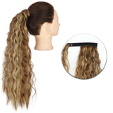 Popxstar Synthetic Corn Wavy Long Ponytail  Hairpiece Wrap on Clip Hair Extensions Ombre Brown Pony Tail Blonde Fack Hair