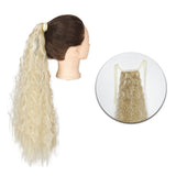 Popxstar Synthetic Corn Wavy Long Ponytail  Hairpiece Wrap on Clip Hair Extensions Ombre Brown Pony Tail Blonde Fack Hair