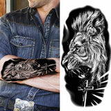 Popxstar 1pc Animal Lion Women Waterproof Temporary Tattoos Fake Stickers Arm Sun Art Black Cross Jesus 3D Praying Fashion Decoration