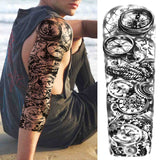 Popxstar Rose Flower Warrior Temporary Tattoos For Women Girl Men Tribal Full Sleeve Lion Tattoo Sticker Fake Black God Tatoos Covers Up