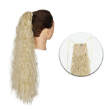 Popxstar Synthetic Corn Wavy Long Ponytail  Hairpiece Wrap on Clip Hair Extensions Ombre Brown Pony Tail Blonde Fack Hair