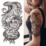 Popxstar Black Forest Tattoo Sticker For Men Women Children Tiger Wolf Death Skull Temporary Tattoo Fake Henna Skeleton King Animal Tatoo