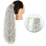 Popxstar Synthetic Corn Wavy Long Ponytail  Hairpiece Wrap on Clip Hair Extensions Ombre Brown Pony Tail Blonde Fack Hair