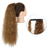 Popxstar Synthetic Corn Wavy Long Ponytail  Hairpiece Wrap on Clip Hair Extensions Ombre Brown Pony Tail Blonde Fack Hair