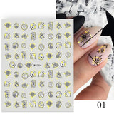 Popxstar Geometric Lines Flowers Leaves 3D Nail Sticker Figure Woman Face Pattern Special Self Adhesive Nail Art Decals Manicures Sliders