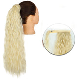 Popxstar Synthetic Corn Wavy Long Ponytail  Hairpiece Wrap on Clip Hair Extensions Ombre Brown Pony Tail Blonde Fack Hair