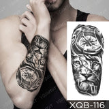 Waterproof Temporary Tattoo Sticker Crusader Wings Cross Warrior Flash Tattoos Lion Wolf Body Art Arm Fake Sleeve Tatoo Men